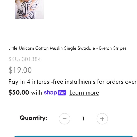 NWOT - Little Unicorn Cotton Muslin Single Swaddle - Breton Stripes - Picture 4 of 5